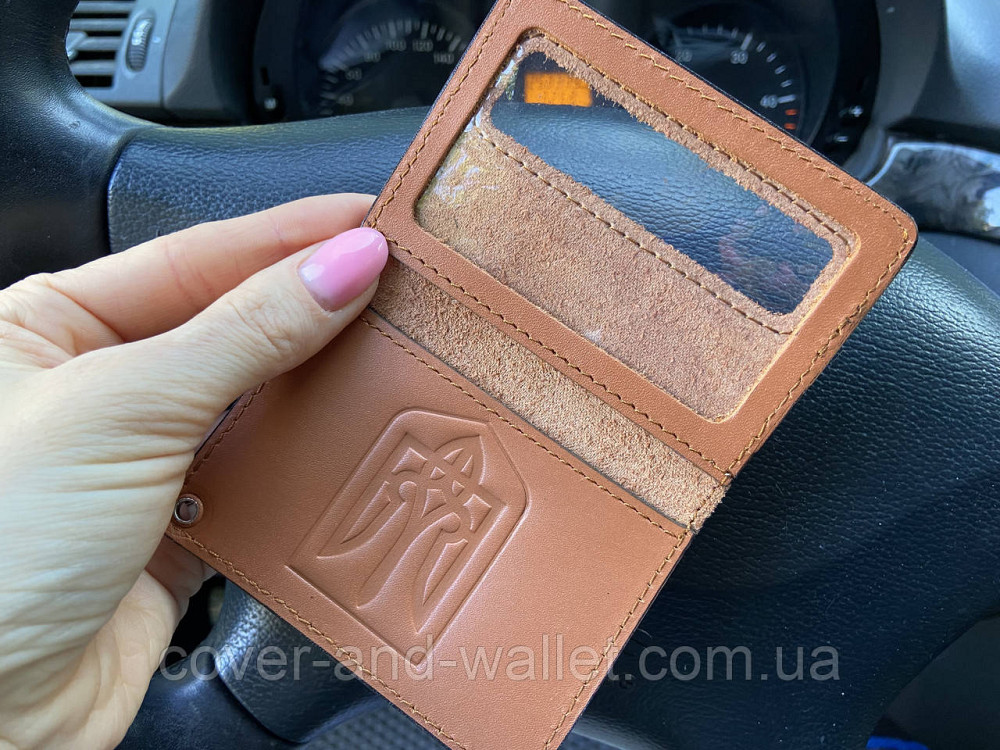 Шкіряна обкладинка для прав або Id паспорта з Гербом України Київ - фото 2