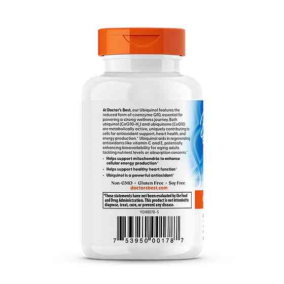 Коензим Q10 Убіхінол Doctor's Best Ubiquinol з Kaneka QH 50 мг 90 капсул Київ