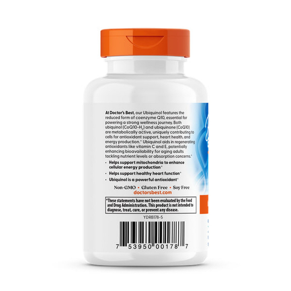 Коензим Q10 Убіхінол Doctor's Best Ubiquinol з Kaneka QH 50 мг 90 капсул Київ - фото 3