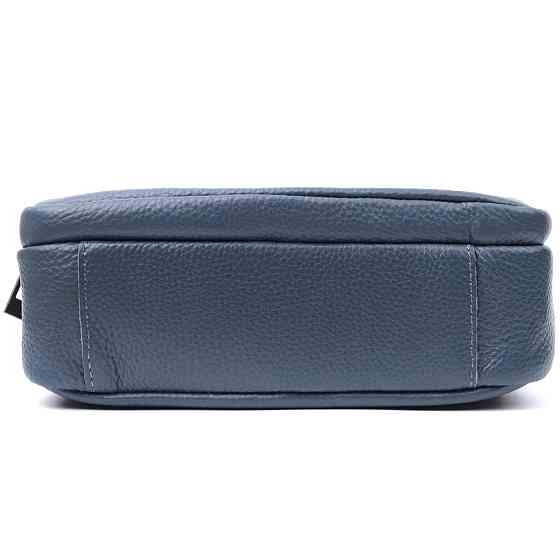 Оригинальная женская сумка с накладным карманом из натуральной кожи Vintage 22641 Синяя Киев