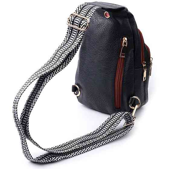 Удобная женская сумка через плечо с отверстием для наушников из экокожи Vintage 22787 Черный Киев