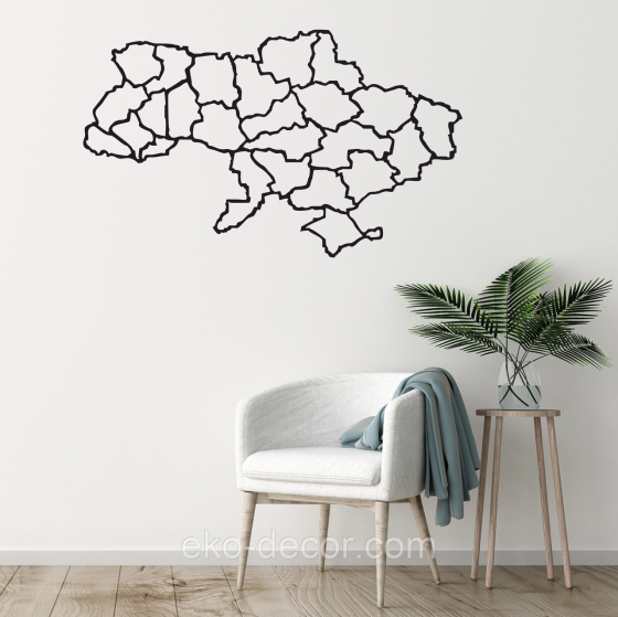 Декоративное настенное Панно «Карта», Декор на стену 90*54 см, Черный Киев