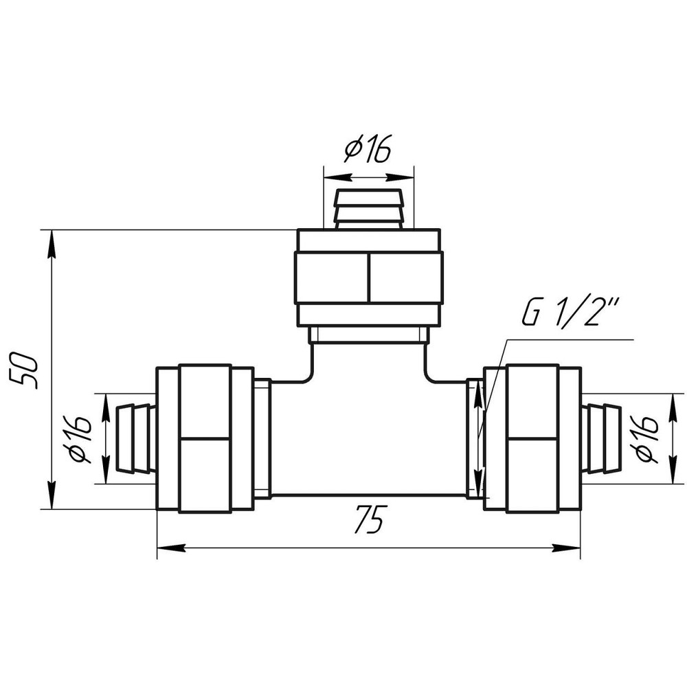 Трійник проміжний APE ITALY 731 L 16x16x16 (000000854) Київ - фото 4
