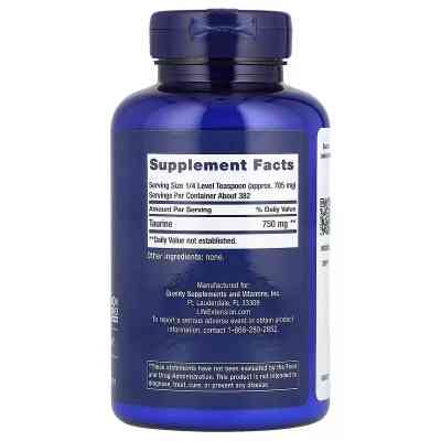 Витаминно-минеральный комплекс Life Extension Таурин в порошке, Taurine Powder, 300 гр (LEX-13330) Винница