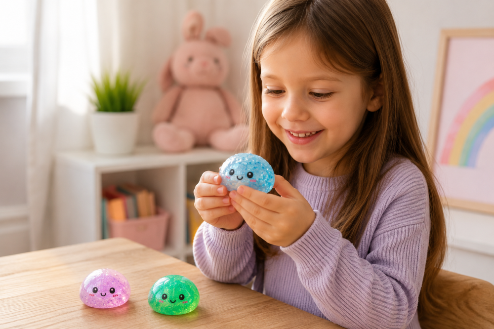 Сквіш-антистрес пельмень “Rainbow Mystery Bun” з глітером у контейнері, 5 см Київ - фото 2
