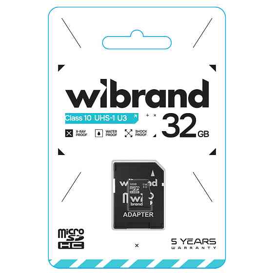 Карта пам'яті microSDHC (UHS-1 U3) Wibrand 32Gb class 10 (adapter SD) Київ