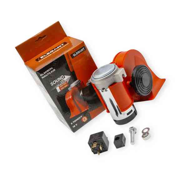 Сигнал воздушный улитка Nautilus 12V с компресором 2 тона красный Мукачево