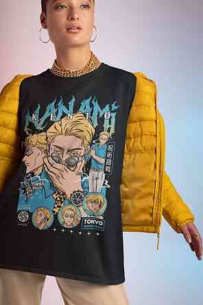 Футболка для мальчика аниме Магическая битва оверсайз (рост от 165 до 180 ) Черний AnimeJ1120m Днепр