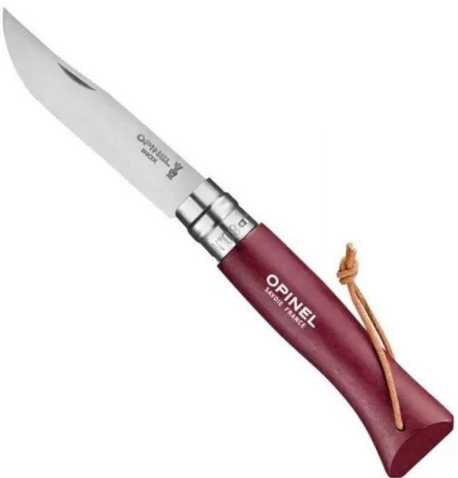 Туристичний Складаний Ніж з мотузкою Opinel No.8 "Trekking" Burgundy (002213) Нержавіюча сталь Нововолинськ - фото 1