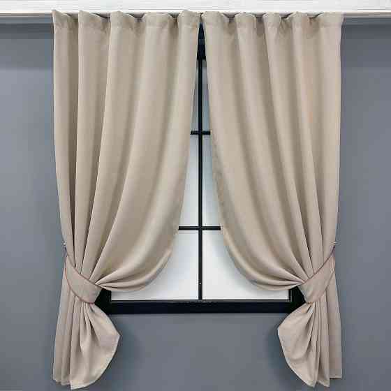 Комплект коротких штор VR-Textil Блекаут двосторонній Eclipsе № 1789ш Бежевий 100х170 см 2 шт (39-946) Київ