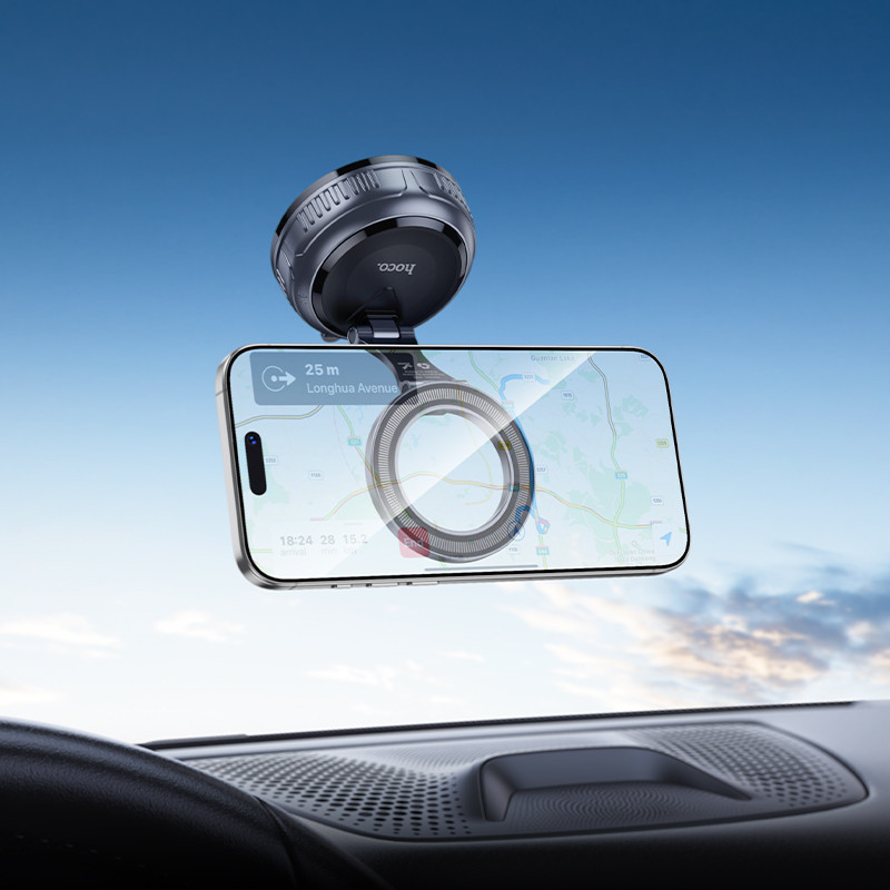 Автотримач для телефона HOCO H92 High vacuum suction cup magnetic holder(universal) Black Metal Gray Одеса - фото 7