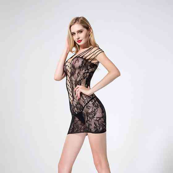 Эротический бодистокинг сексуальное мини платье,кружевное белье,универсальный размер рост:145–185 см, One Size черный,6022 Каменец-Подольский