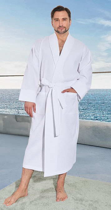 Мужской вафельный халат с вышивкой полезный подарок (56-58) Киев - изображение 2