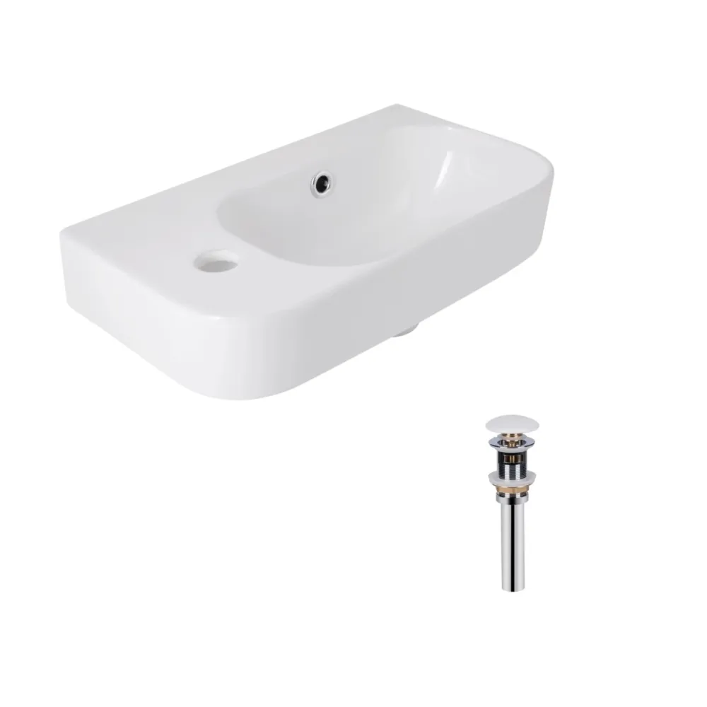 Комплект Qtap Tern: Раковина подвесная прямоугольная левая 450х250х158 мм White + Донный клапан PU02O Киев - изображение 8