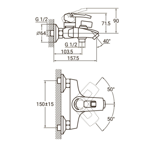 Змішувач KM d35мм для ванної литий Aquatica Житомир - фото 4