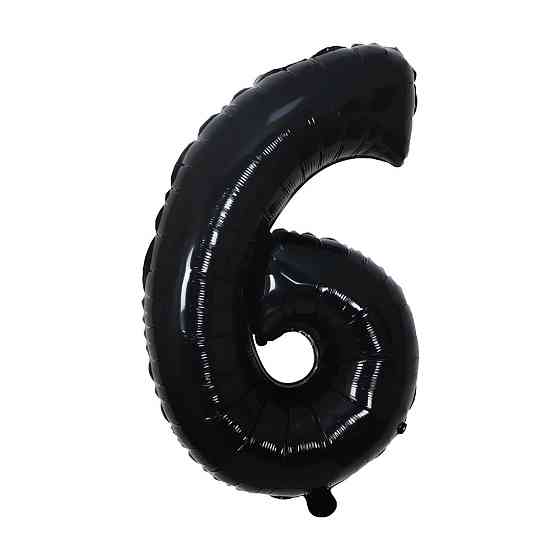 Шарик цифра 6 фольгированная 32 дюйма черный Киев