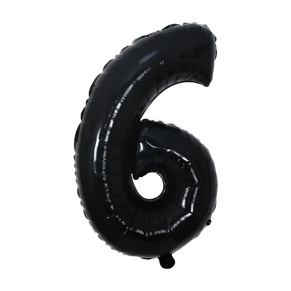Шарик цифра 6 фольгированная 32 дюйма черный Киев - изображение 1