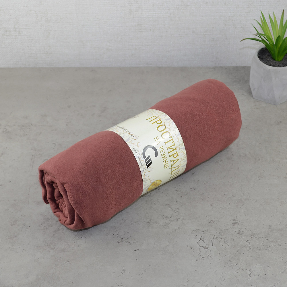 Простирадло на резинці трикотажне GM TEXTILE 160х200х25см 120г/м2 (Коричневий) Суми - фото 1