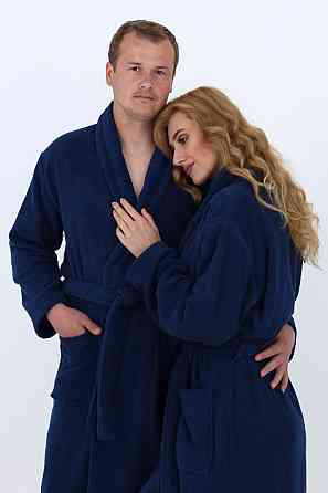 Мужской махровый халат Ideal Textile XL темно-синий (56860503) Черновцы