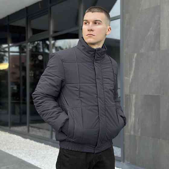 Темно-серая мужская куртка демисезонная без капюшона Pobedov Axmont Киев