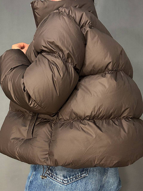 Куртка женская Fashion 3095 короткая пуффер воротник стойка коричневая, коричневый, M Киев - изображение 15
