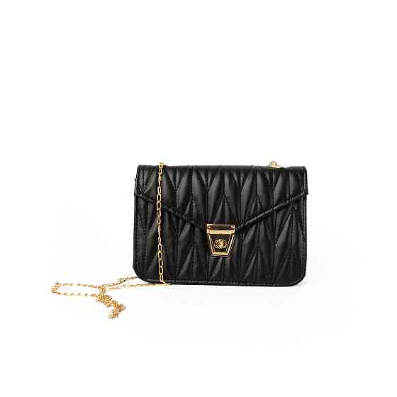 Сумка женская через плечо, сумочка калач со стеганым узором и ручкой-цепочкой, Черный Каменец-Подольский