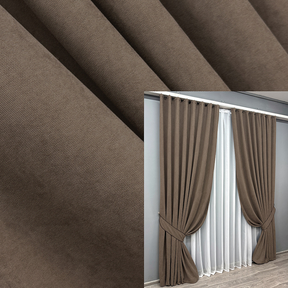 Комплект готових штор VR-Textil Мікровелюр SPARTA № 1036ш Мокко 100х290 см 2 шт (31-342) Київ - фото 9