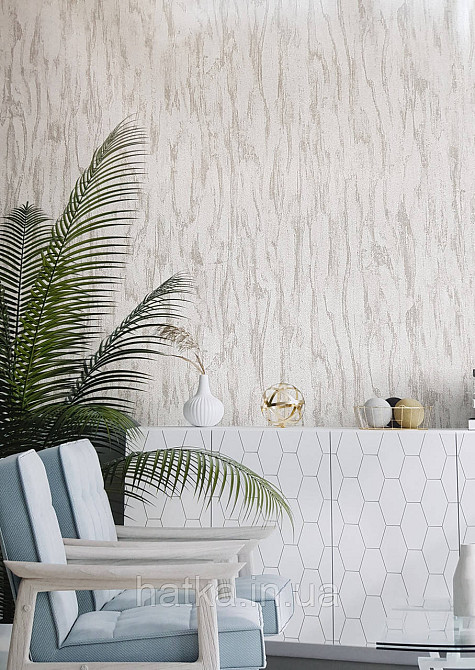 Шпалери вініл на флізеліні гарячого тиснення DU&KA Natura1.06х10 під кору дерева структурні сірі Київ - фото 1