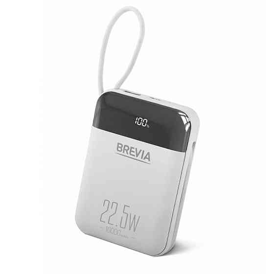 Повербанк (Power Bank) Brevia 10000mAh 22.5W Type-C+Lightning Cable, Li-Pol, LCD белый Львов