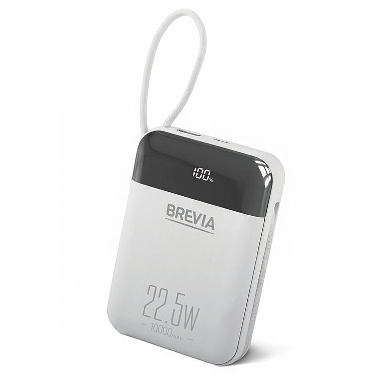 Повербанк (Power Bank) Brevia 10000mAh 22.5W Type-C+Lightning Cable, Li-Pol, LCD белый Львов - изображение 1