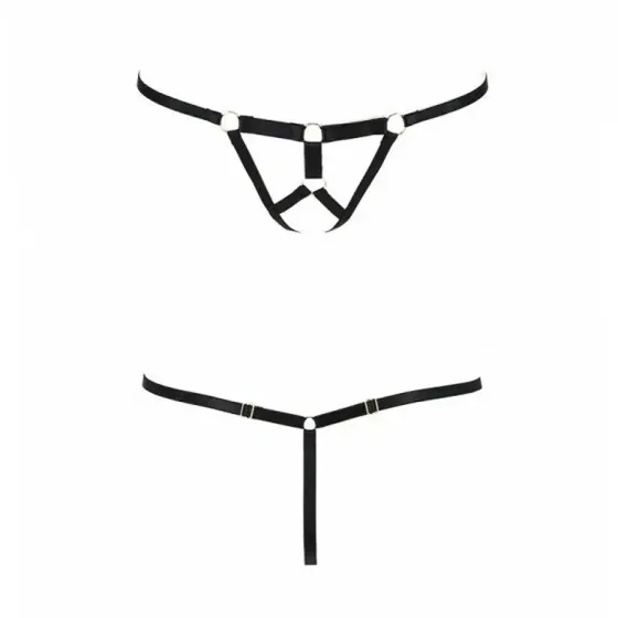 Трусики-стрінги зі стреп Passion Exclusive ARMANDA THONG S/M, black Львов