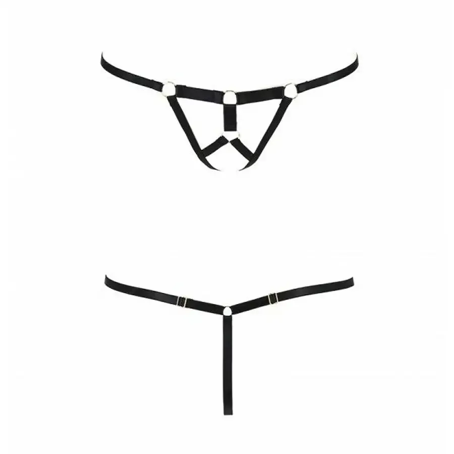 Трусики-стрінги зі стреп Passion Exclusive ARMANDA THONG S/M, black Львов - изображение 5