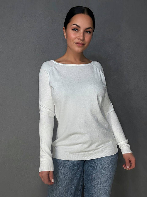 Джемпер жіночий ACCORDDREAM 9377 тонкий светр однотонний базовий, білий, one size Київ - фото 11