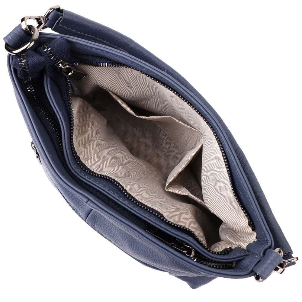 Жіноча сумка на два відділення з натуральної шкіри Vintage 23016 Синій Київ - фото 7