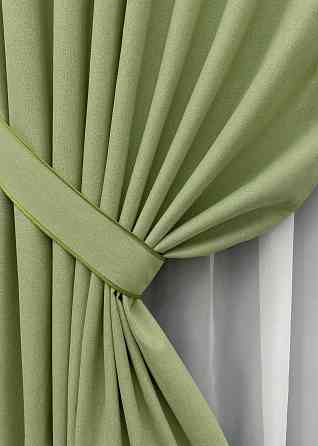 Комплект готових штор VR-Textil Блекаут двосторонній ASHEN NIGHT № 1841ш Оливковий 150х270 см 2 шт (33-0875) Київ