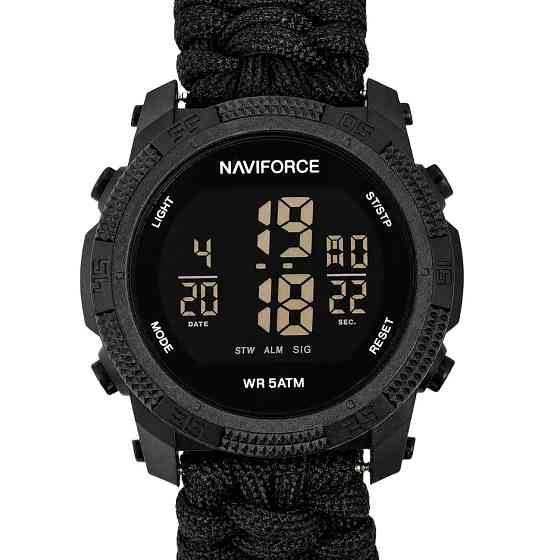 Годинник чоловічий водостійкий тактичний Naviforce Europe Black Paracord (2 ремінці) Чорний Вінниця