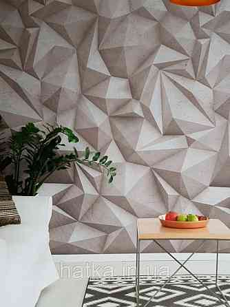 Шпалери вінілові Grandeco One roll one motif 2 A35001 панно лофт 3д фігури опуклі багатокутники Київ