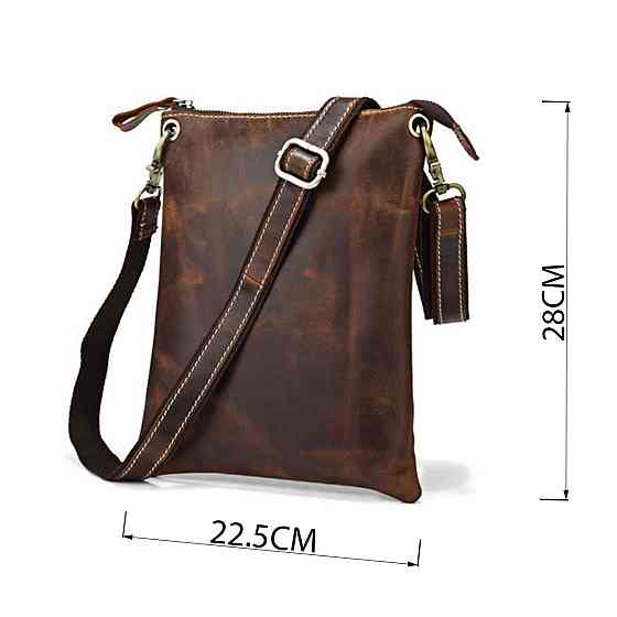 Сумка-планшет з натуральної винтажной шкіри 14061, Коричневий Київ