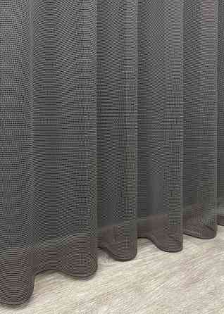 Тюль сітка льон колір білий з графітовим 1748т Київ