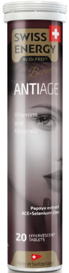 Вітаміни та мінерали для жінок Swiss Energy ANTI AGE ACE Zn Se Papaya CH 20 шипучих пігулок Київ - фото 1