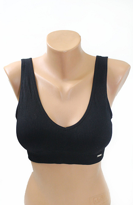 Топ бюстгальтер рубчик з широкою гумкою Чорний L/XL Харків - фото 1
