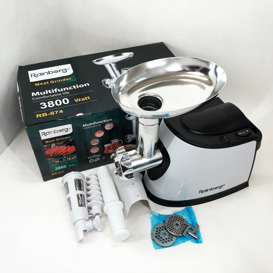 Электромясорубка с насадкой для колбасы Rainberg, Электрическая мясорубка с высокой мощностью ZW-61 Львов - изображение 16