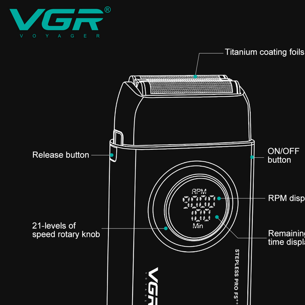 Электробритва аккумуляторная шейвер VGR V-378 9000RPM LCD + дорожная сумочка (Красный) Винница - изображение 7
