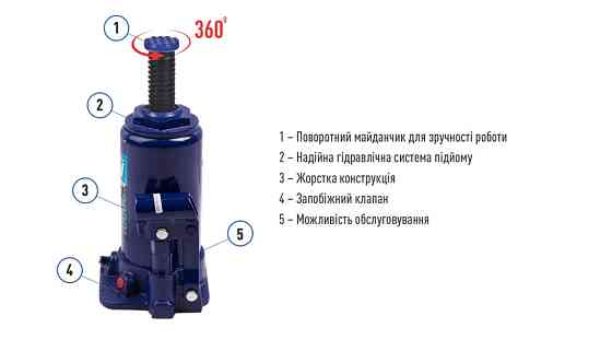 Домкрат гідравлічний 10т 195-375 мм. 5,9кг Iron Hand (IH-195357D) Винница