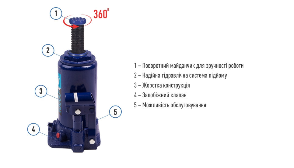 Домкрат гідравлічний 10т 195-375 мм. 5,9 кг Iron Hand (IH-195357D) Вінниця - фото 2