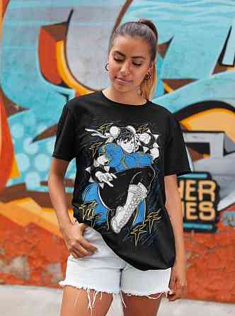 Футболка для мальчика аниме Кхун Ли Стреет Фигхтер оверсайз (рост от 165 до 180 ) Черний AnimeJ0957m Днепр