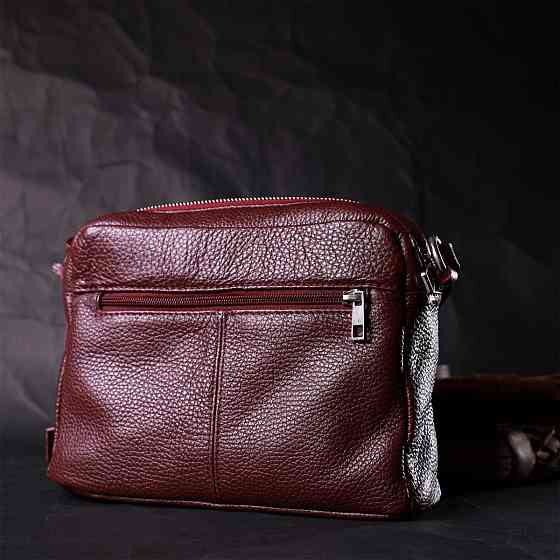 Яскрава сумка жіноча крос-боді з натуральної шкіри GRANDE PELLE 11653 Бордовий Київ