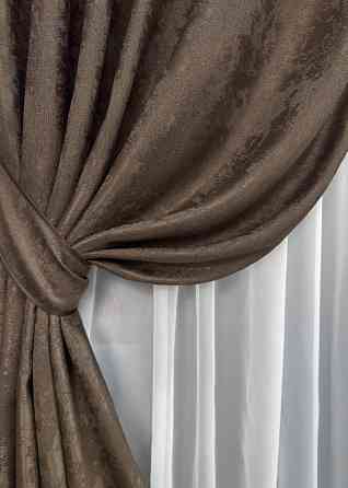 Комплект готовых штор VR-Textil Жаккард Sultan XO № 1557ш Коричневый 130х270 см 2 шт (39-105) Киев