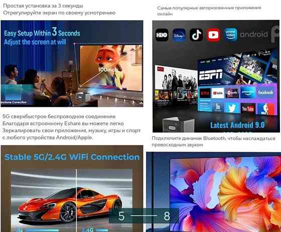 Проектор стерео: FHD Wzatco A9 , 9000LM Android. Харьков