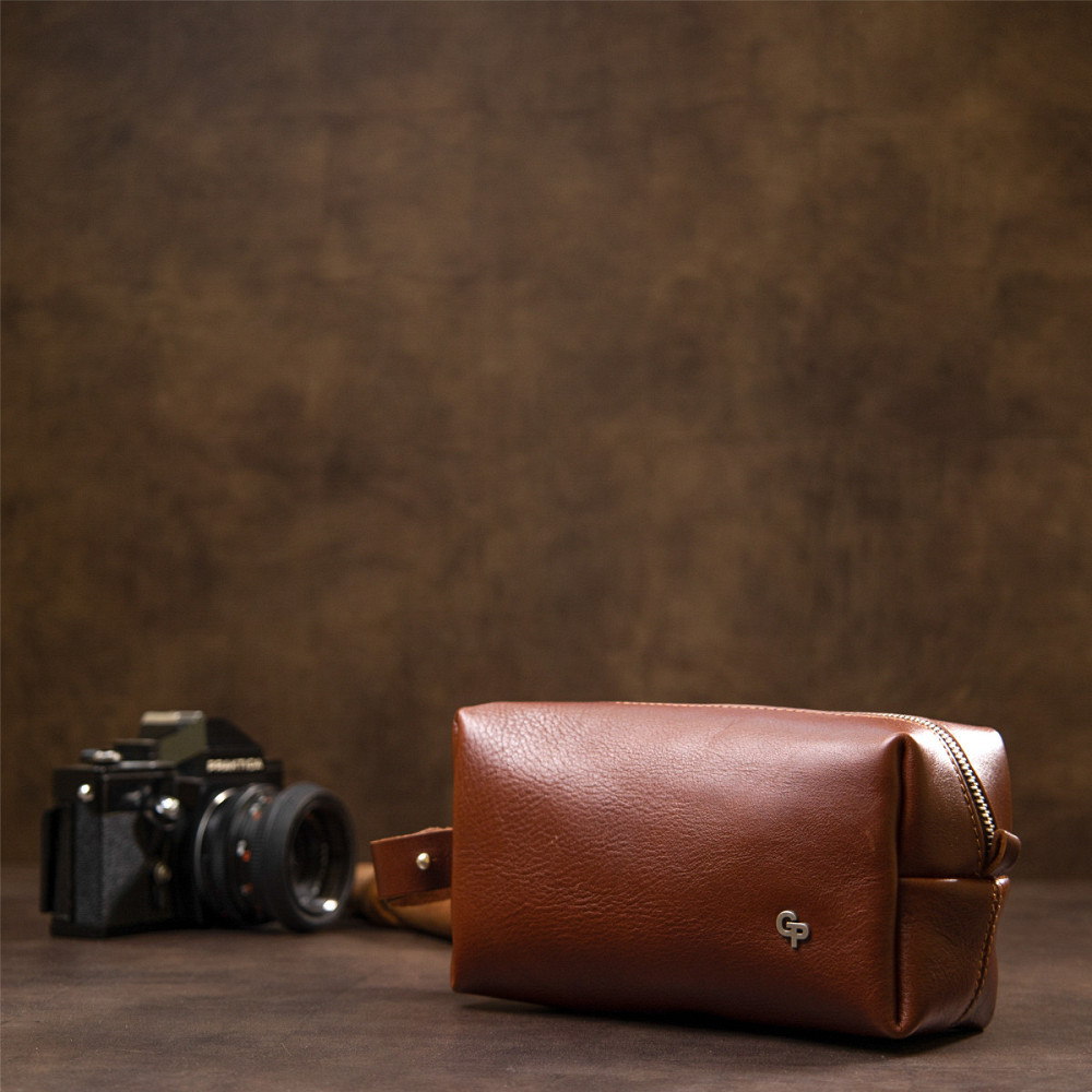 Чоловічий несесер з натуральної шкіри Коричневий (GRANDE PELLE) Київ - фото 3